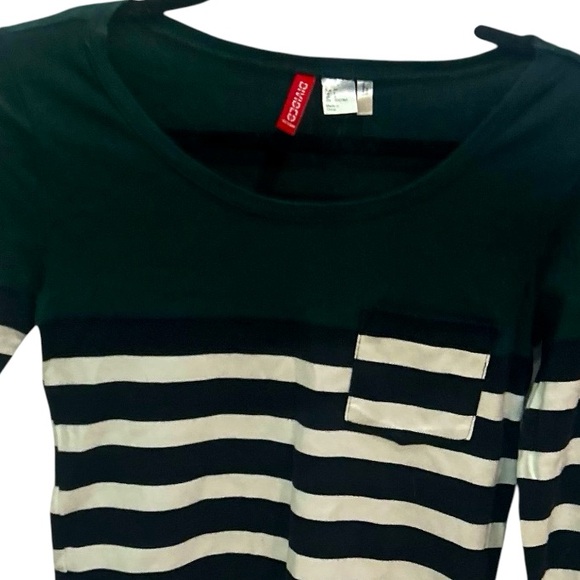 💫DIVIDED by H&M Women’s 3/4 Sleeves Cotton Striped Jersey w Pocket - Picture 7 of 7